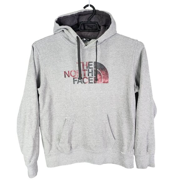 Mens Grey The North Face Hoodie Sweatshirt Drawstring Long Sleeve Size M - Picture 1 of 13
